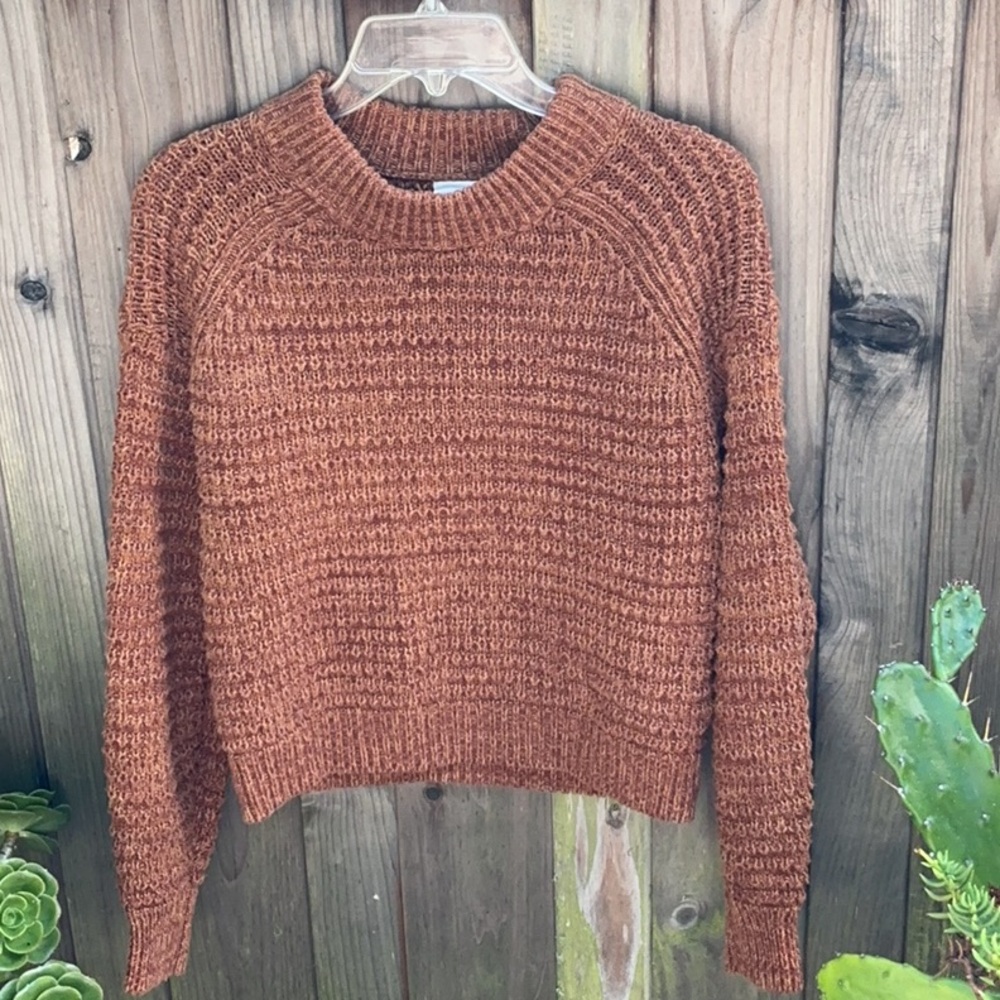 Chunky Knit Cropped Crew Neck Sweater